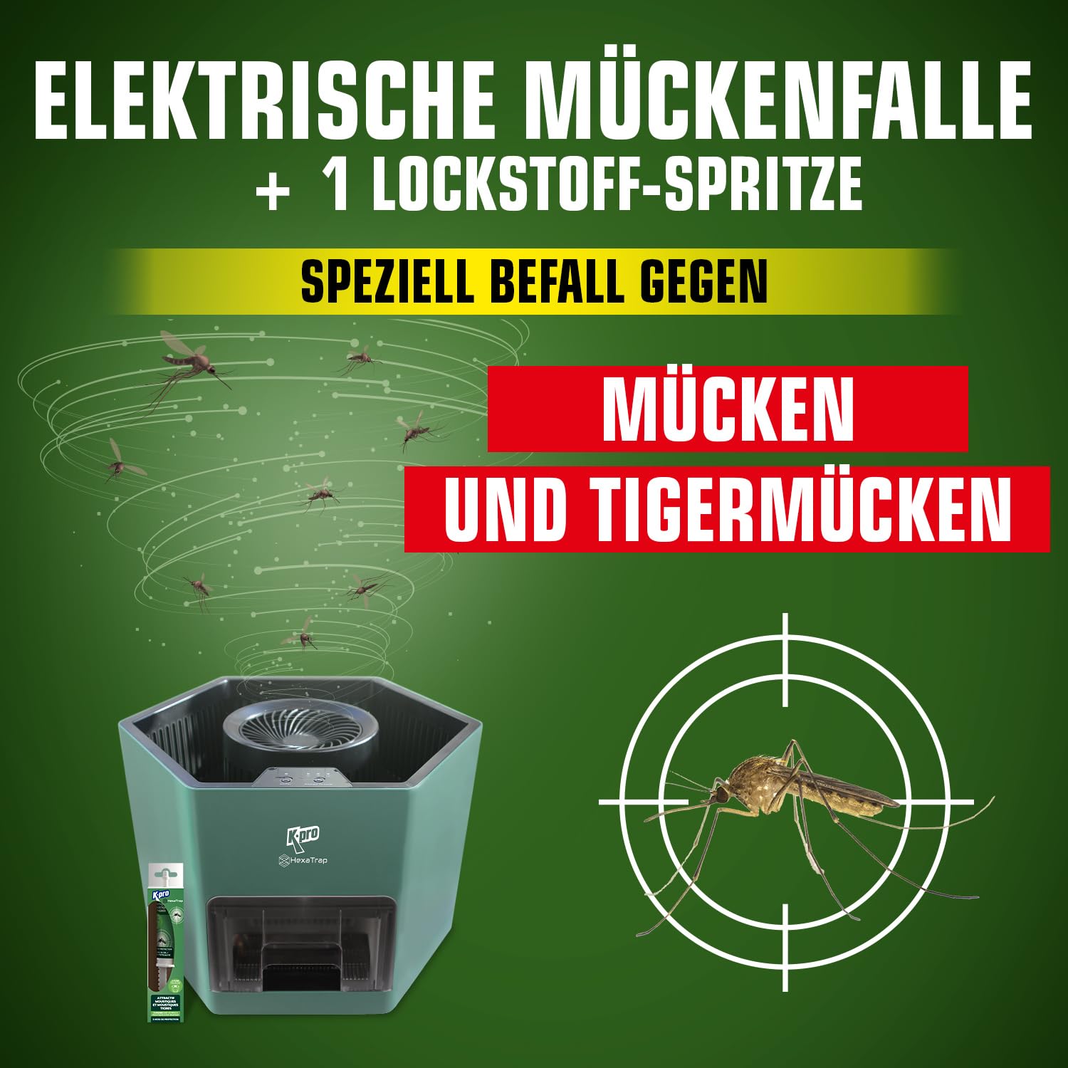 K.PRO Elektrische Mückenfalle + 1 Lockstoff-Spritze 2