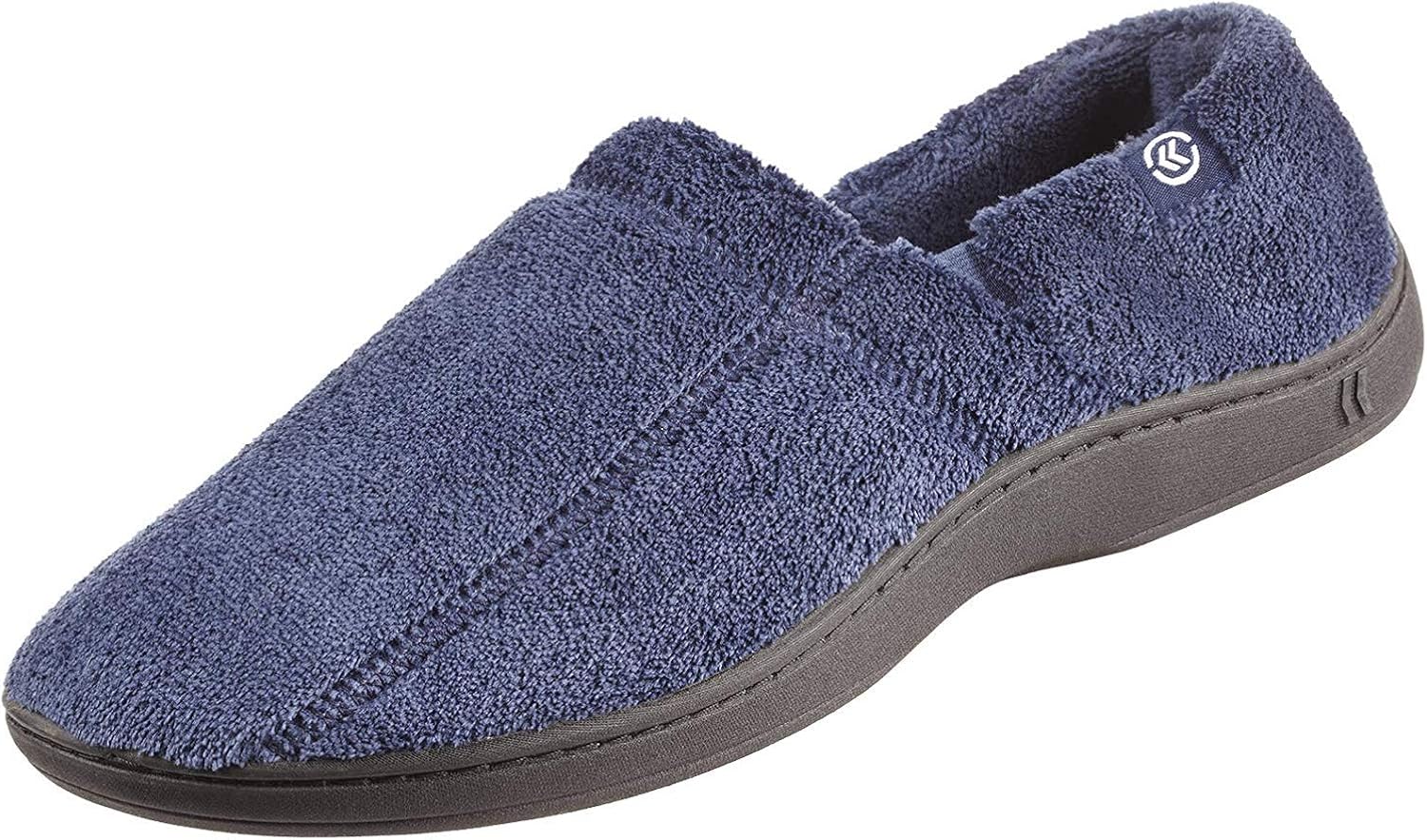 isotoner Men's Terry Moccasin Slipper with Memory Foam for Indoor
