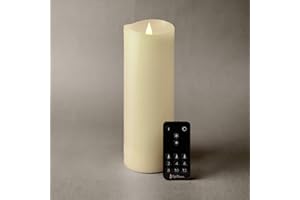Softflame Flameless LED Candles with Remote Control, 3"x 9"Flickering 3D Moving Flame Battery Operated Candles in Real Wax Shell for Indoor Use, Home Decor Ivory