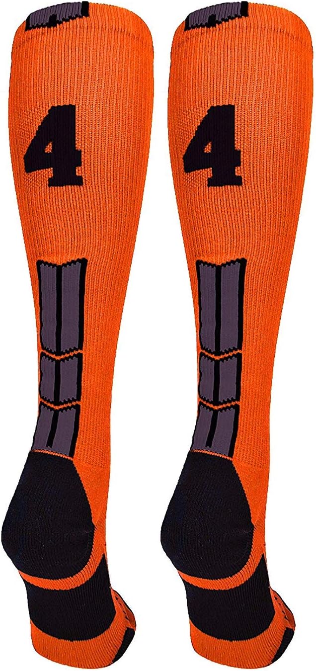 qicaiyang Orange/Black Player Id Custom Over The Calf Number Socks (Pair)