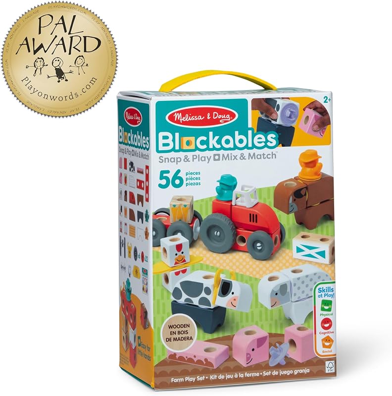 - Kit de Brincar da Quinta: Blocos de Construção de Animais de Brincar de Madeira para Crianças, 56 Peças - 6074894 - Brinquedos Infantis 2 anos + - Presente de Rapaz 2 anos + - Montessori - Certificados FSC