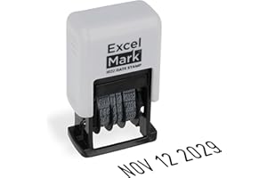 ExcelMark 1822 Date Stamp – Perfect for Shipping, Receiving, Expiration and Due Dates (Black Ink, Gray Mount)