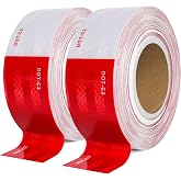 SEVEN SPARTA DOT-C2 Reflective Tape for Trailers &amp; Signs, 2 Inch x 200 Feet | 200FT Long Roll, DOT-C2 High-Visibility, Red/White Conspicuity Tape with Strong Adhesive for Trailers, Trucks &amp; Vehicles