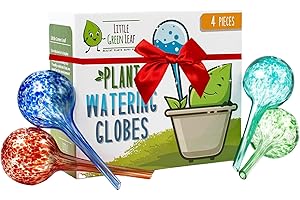 LITTLE GREEN LEAF LGL Plant Watering Globes - Automatic Self Watering Globes. Decorative Self Watering Planter Inserts Made From Hand-Blown Durable Glass. Self Watering Spikes to Support Plant Health. 4 Pack x 100ml.