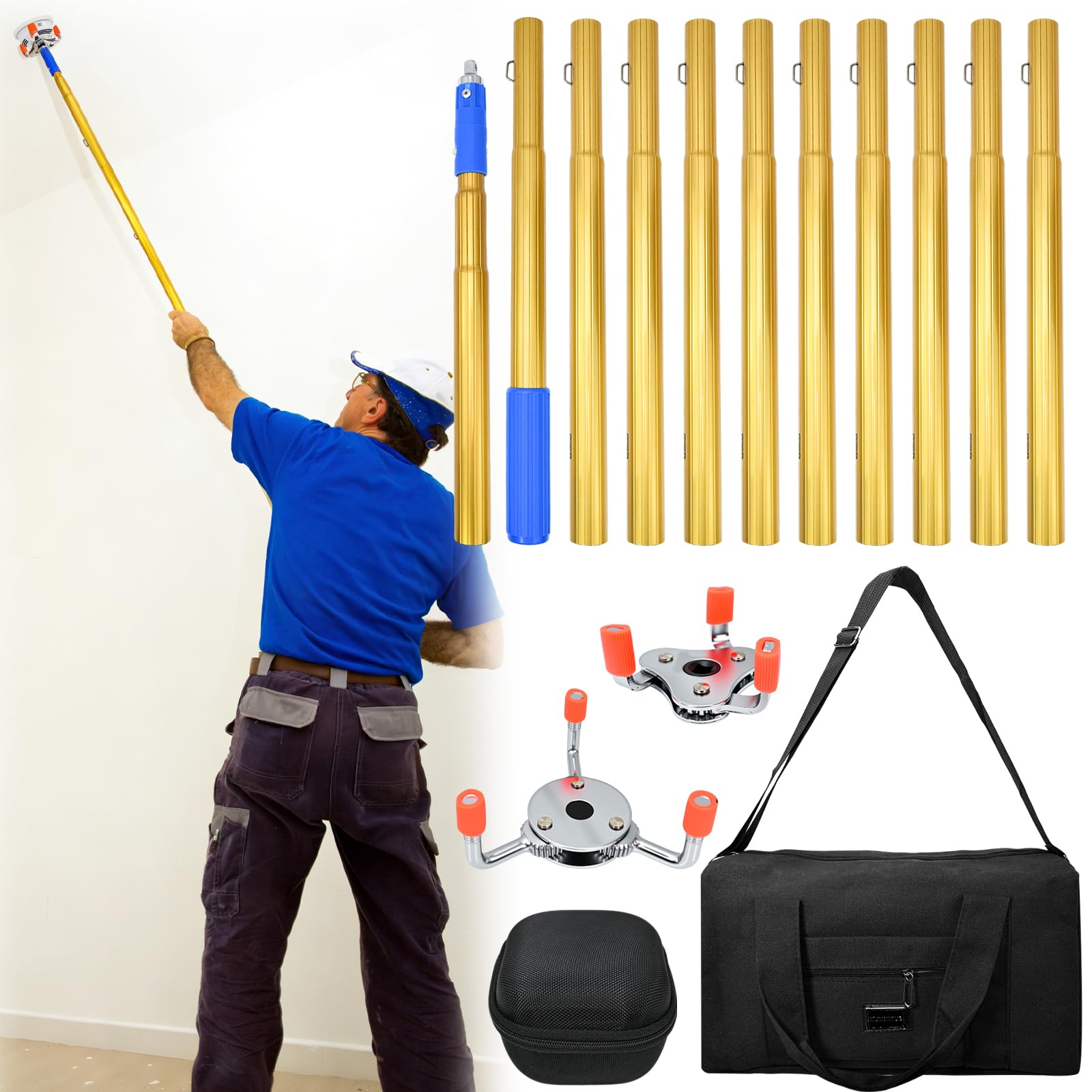 Photo 1 of 11.1ft  Detector Removal Tool with 2 Replacement Head and 1 Tool Pack,Professional Smoke Detector Changer Tool for Convenient Installation Direct Replacement,Suitable for Different Sizes