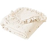Konssy Flounce Muslin Baby Blankets, Cotton Crib Blanket for Baby Infant Toddler, Super Soft and Lightweight Nursery Blankets 40"x36" (Moon)