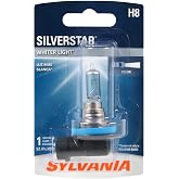 SYLVANIA H8 SilverStar Halogen Fog &amp; Headlight Bulb, 1 Bulb | High-Performance Headlight and Fog Light with a Brighter, Whiter Light for Improved Contrast and Visibility