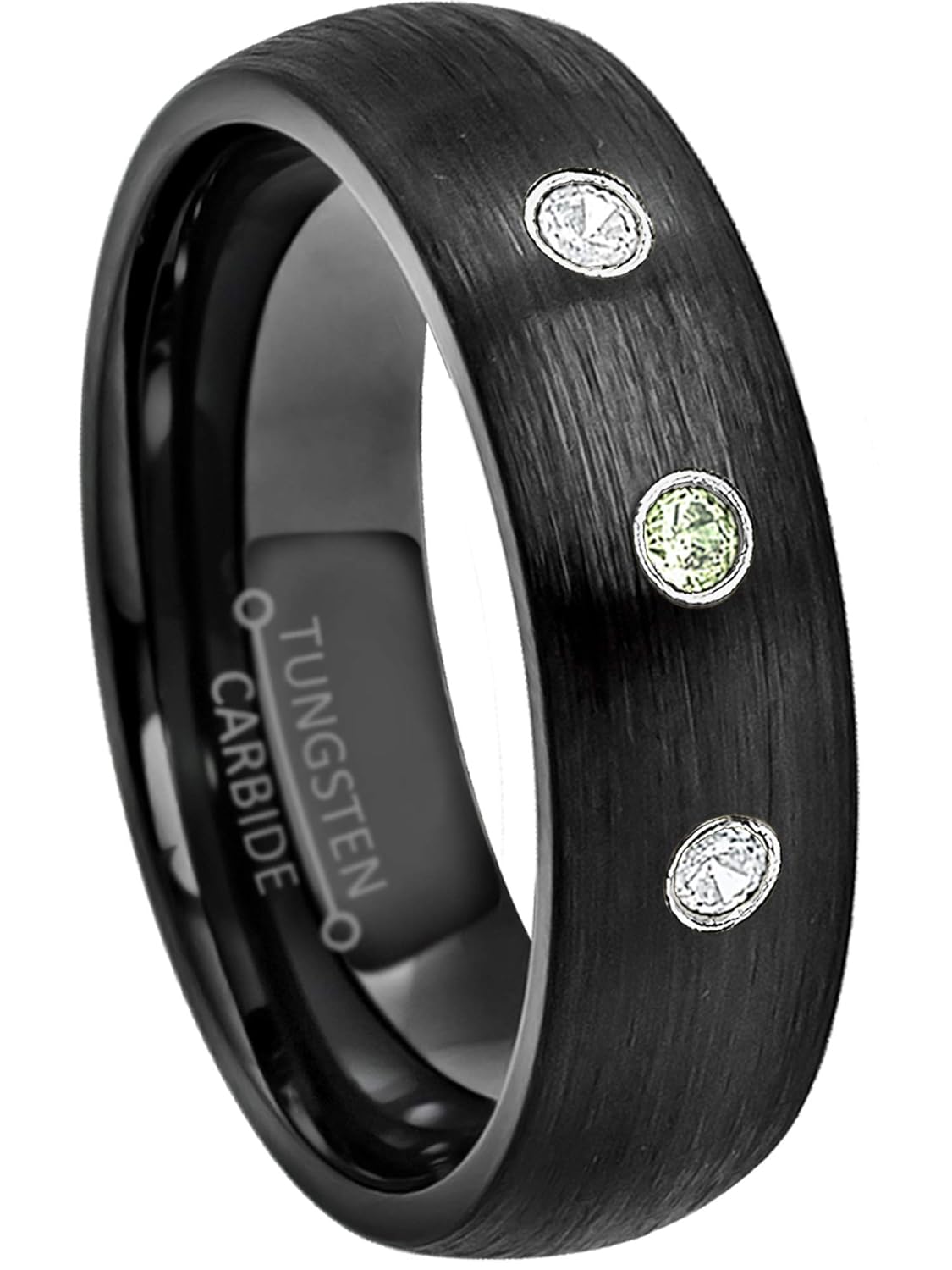 0.21ctw Peridot /&amp; Diamond 3Stone Anniversary Band August