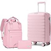LARVENDER Luggage Sets 3 Piece, Hardside PP Carry On Suitcase with 360° Spinner Wheels TSA Lock Luggage Sets for Women, Orchid Pink