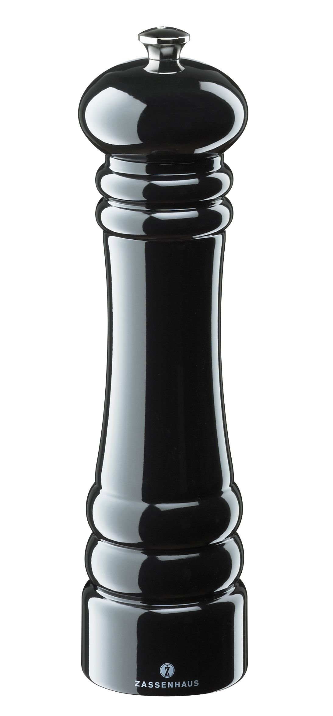 Zassenhaus Berlin Pepper Mill Lacquered Beechwood Gloss Black Finish 24 cm — image 1