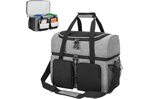 HEDUGO Double Bowling Ball Bag - 2 Ball Capacity, Side Pockets, Back Compartment & Padded Cushion - Fits Men's Size 16 Bowlin
