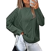 MixShe Women's Oversized Crewneck Cable Knit Sweaters Fall Fashion 2025
