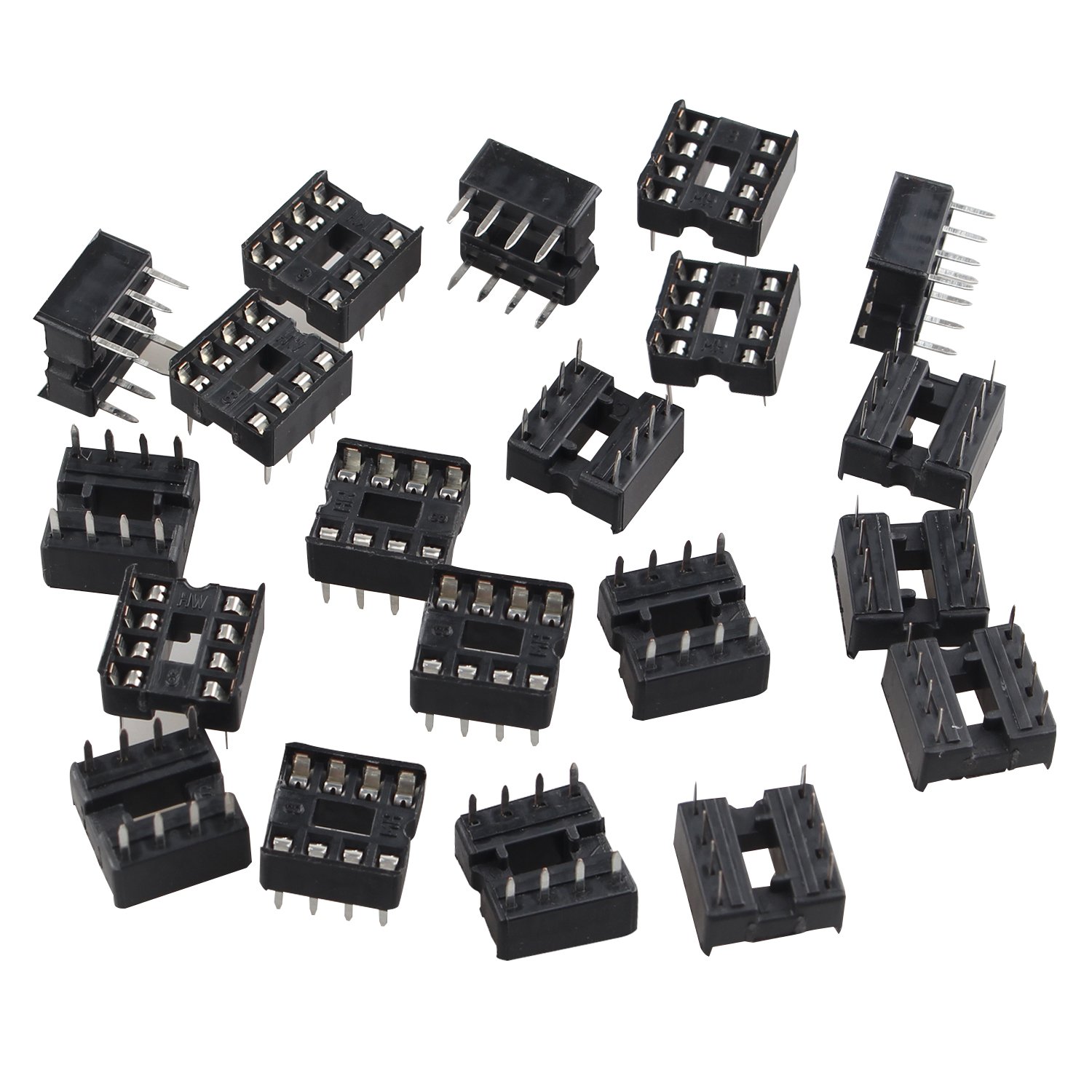 Futheda 20PCS 8 Pin 2.54mm Pitch DIP/DIL IC Sockets Solder Type Adaptor