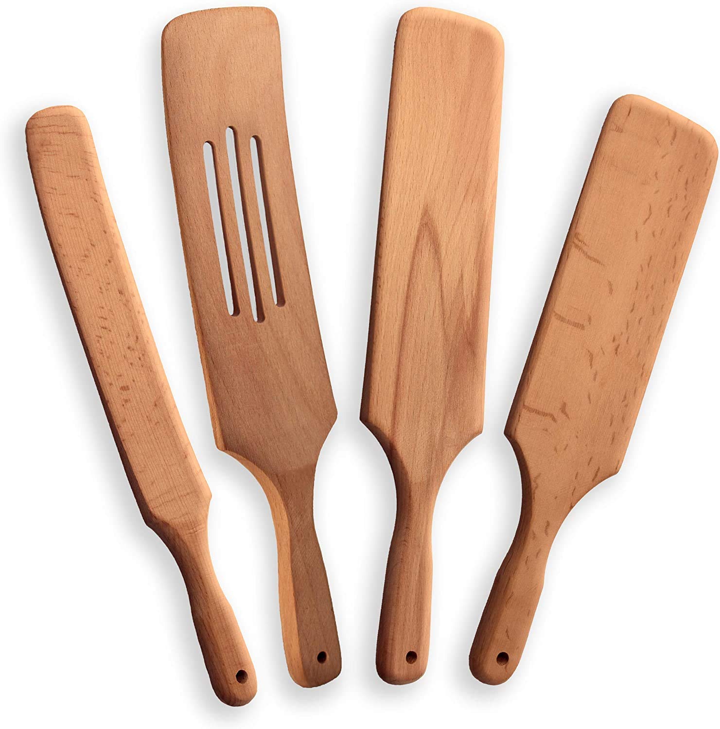 Ardel Wooden Spoon Set, Spatula Set, Wooden Spatula, Beechwood Spurtle, Kitchen Serving Tools Cookware, Set of 4, Non-Coated Wooden Spoon, Kitchen Utensils, Eco Friendly Kitchen Tools, Best Gift Idea