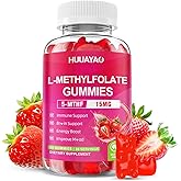 HUUAYAO L-Methylfolate 15 mg Gummies, Methylfolate Supplement, Folate 5-MTHF Supplement for Support Mood, Brain Health, Immune System, Sugar Free, Strawberry Flavor, 60 Count