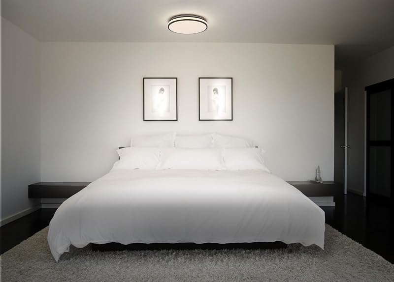 ORBIS Caleb LED 490mm para teto de teto, 36W, 3000K branco quente, Preto, Metal com anel de plástico, IP20