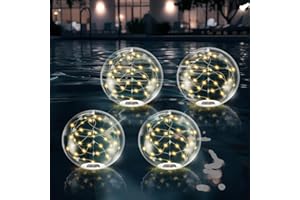 afzdby Floating Pool Lights Solar Powered,14 Inch 3000K Warm White Inflatable Glow in The Dark Balls,IP68 Waterproof Led Light up for Inground Pool,Christmas Decorations Outdoor Ornaments
