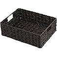 Wicker Storage Basket, Waterproof Wicker Basket with Handles, Woven Basket for Storage Shelves, Baskets for Decor, Pantry Baskets-1 Pack
