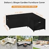 Dokon L-Shape Garden Furniture Cover Waterproof Heavy Duty 286x222x85cm Black view 2