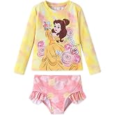 Disney Frozen Elsa Stitch Marvel Toddler Girl Two Piece Long Sleeve UPF50+ Swimsuit Rashguard Sets Bathing Suit