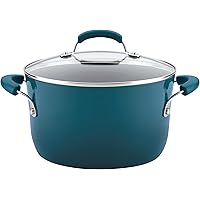 Rachael Ray Brights Nonstick Stock Pot/Stockpot with Lid - 6 Quart, Blue