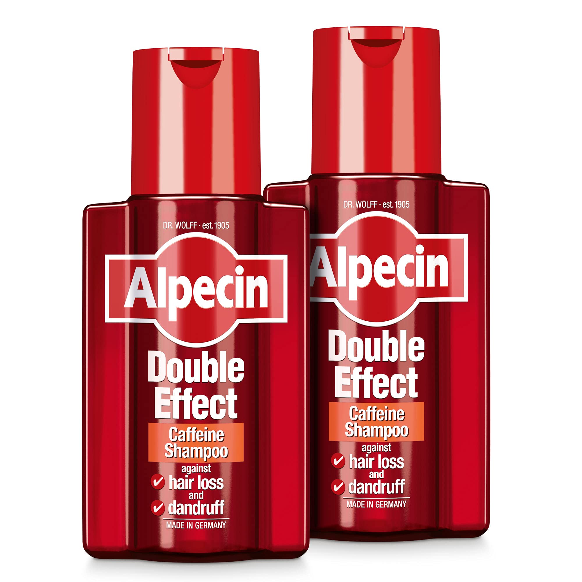 Alpecin Double Effect Shampoo 2x 200ml | Anti Dandruff and Natural Hair Growth Shampoo | Energizer for Strong Hair | Hair Care for Men Made in Germany