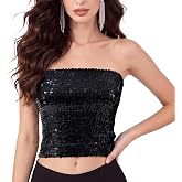 Women's Sparkly Sequin Mermaid Crop Top, Strapless Tube Top for Party Clubwear, Going Out Summer Tank