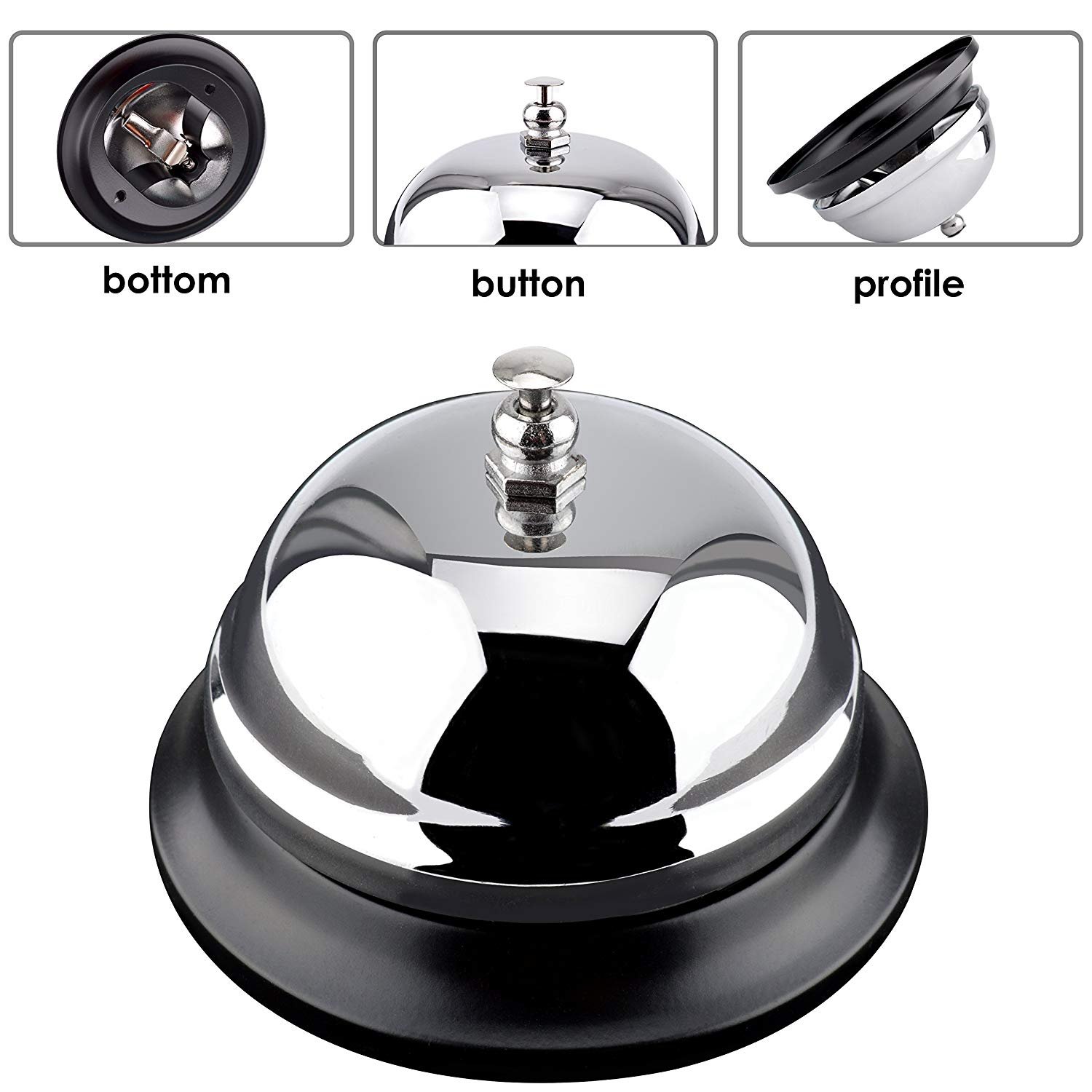 Reception Areas Chrome Finish Desk Bell Service Bell for Hotels Rovtop