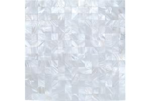 REOVATILE 5 - Sheet Wall Tile Peel and Stick Backsplash Decor for Kitchen, Bathroom, Mirror Frame Mother of Pearl (White, 11.8"X11.8")