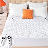 SameBed Heated Mattress Pad California King, Quilted Fitted Electric Mattress Pad with 9 Heat Setting Controller, 2/4/6/10 Hours Auto Off, Soft Mattress Cover Stretches up to 21 Inches Deep, White