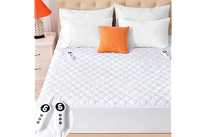 SameBed Heated Mattress Pad King Size, Quilted Fitted Electric Mattress Pad with 9 Heat Setting Controller, 2/4/6/10 Hours Auto Off, Soft Mattress Cover Stretches up to 21 Inches Deep, White
