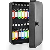 Gonioa 28 Steel Key Cabinet Wall Mount Key Box with Code, Key Rings &amp; Tags | Resettable Digital Key Organizer Box, Durable, Easy to Install, Key Lock Box for Home &amp; Companies, With Screws &amp; Wall Anchors