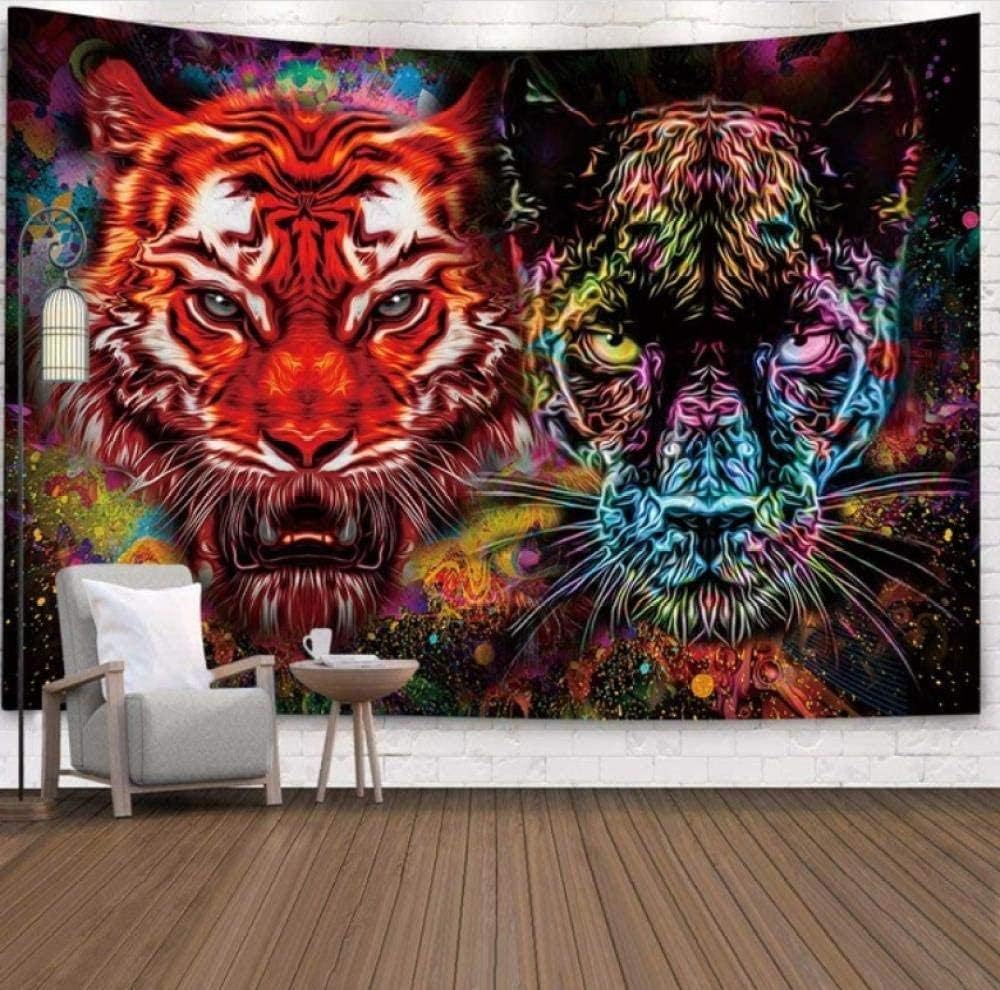 A-Generic Tapiz psicodélico Estampado de Tigre y Leopardo Hippie
