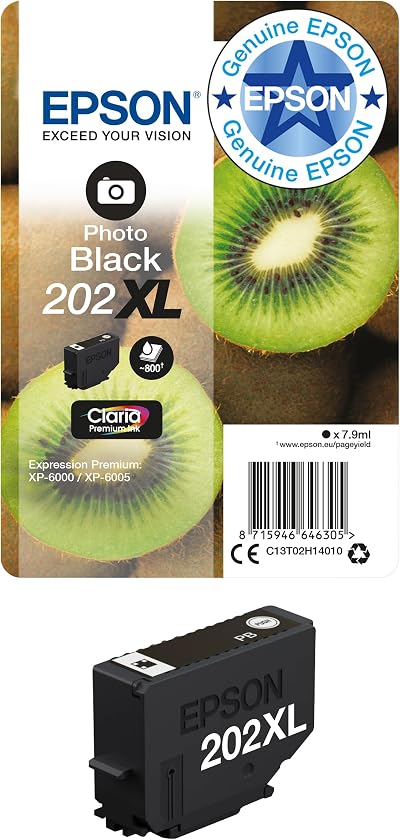 Epson 202XL Photo Black High Yield Genuine Claria Premium Ink Cartridge