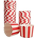 50-Pack Muffin Cups Baking Paper Cup Cupcake Muffins Liners Red and White Stripes Baking Cups, Bottom Dia 2.3 Inch