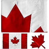 Outdoor Canadian Canada Flag Banner Embroidered 3x5 Double Sided- 3Ply Heavy Duty 300D Nylon(All Weather)- CAN Flag-2 Brass Grommets & 4 Rows Stitched