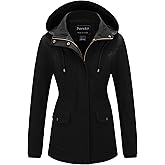 Pursky Women's Cotton Anorak Jacket Lightweight Casual Military Jackets Safari Utility Coats With Removable Hood