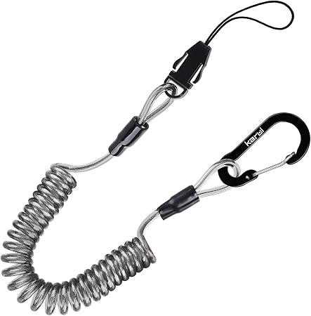 Amazon Co Jp 強力カールコード バンジーストラップ 携帯ストラップ 伸びる カラビナ リング スマホ チェーン コイルストラップ 落下 盗難 紛失防止 グレー 1個セット おもちゃ