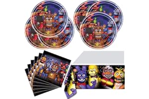 NF ORANGE 41pcs Birthday Party Supplies For Five Nights at Freddy's, 20Plates + 20 Napkin + 1Tablecloth，Party Decorate Supplies For Five Nights at Freddy's