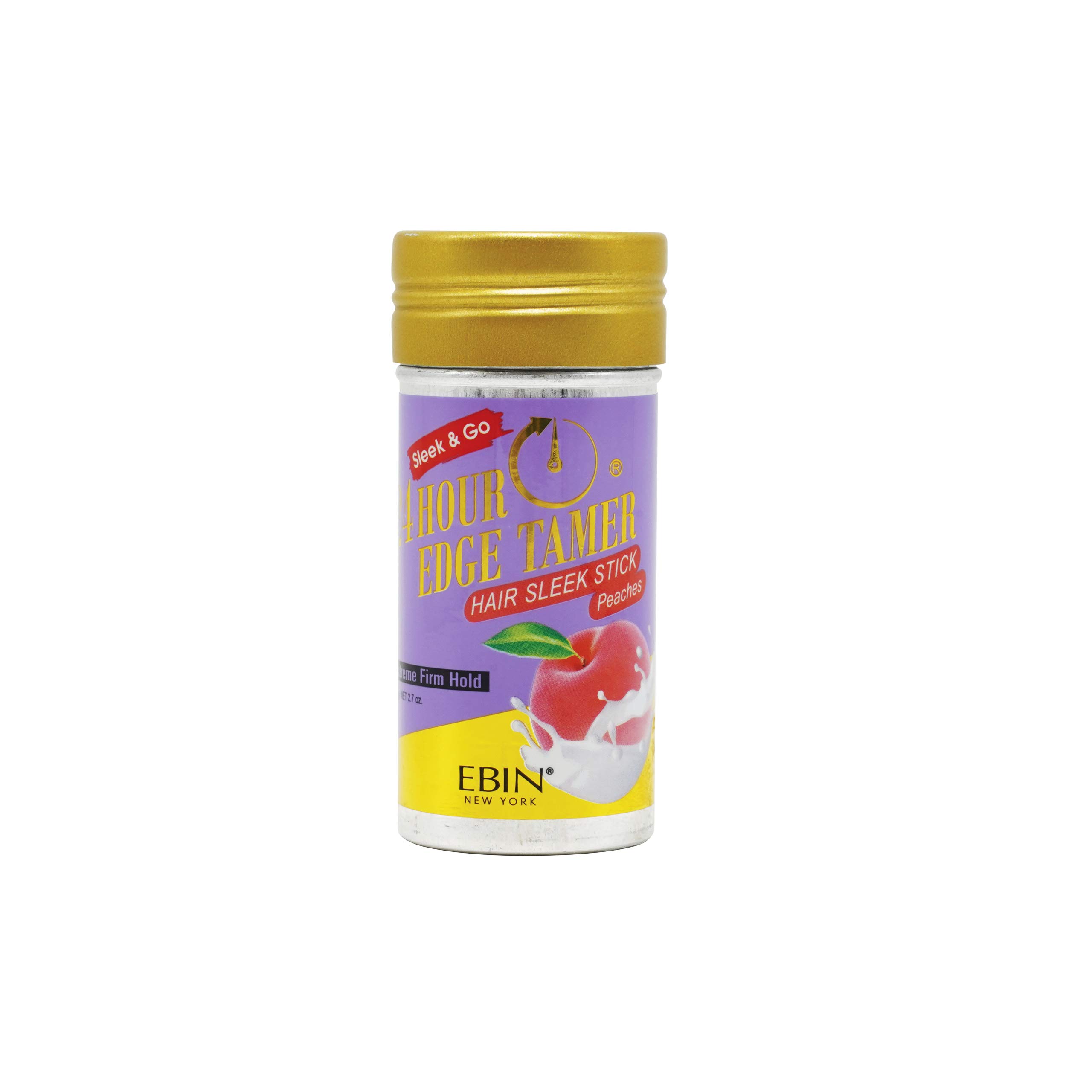 EBIN NEW YORK 24 Hour Edge Tamer Hair Sleek Stick, Extreme Firm Hold, 2.7 oz, Peaches – Sleek & Go, No Flaking and White Residue