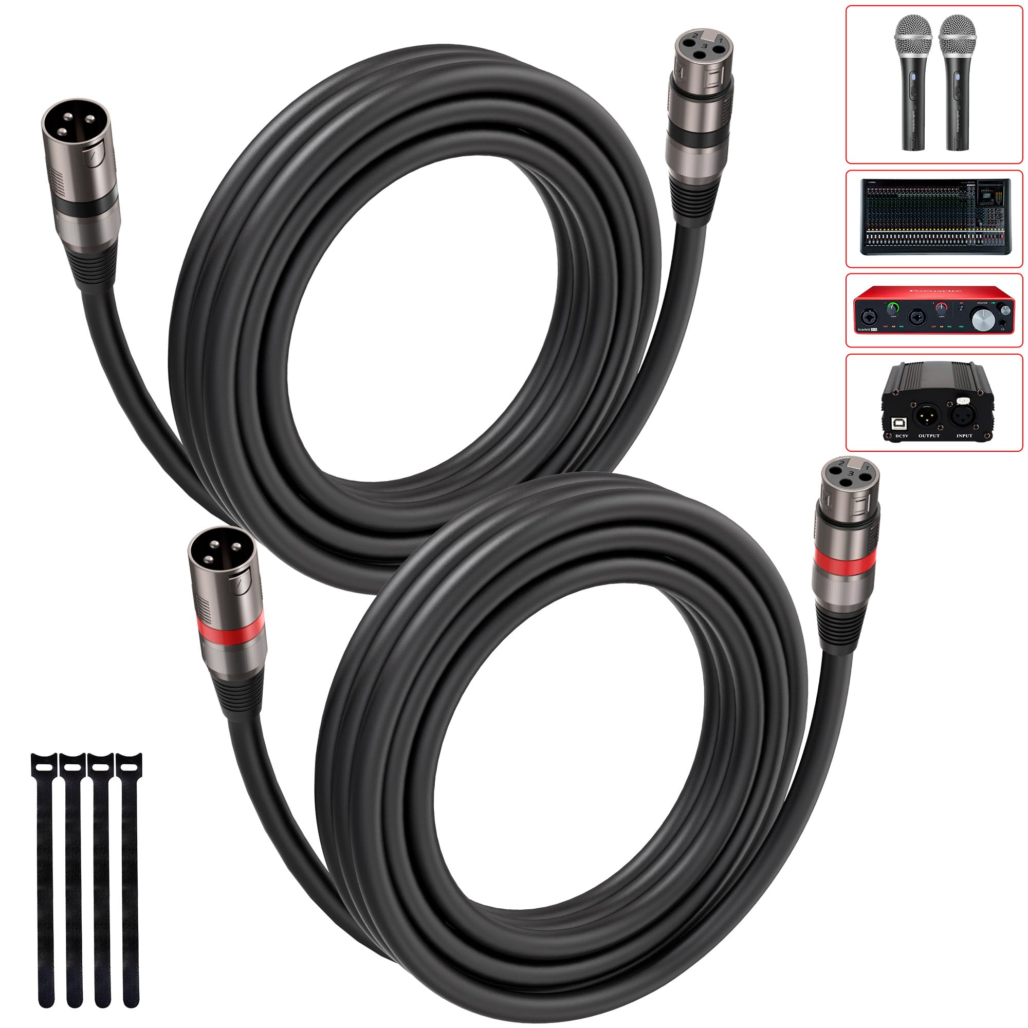 Bietrun XLR Cables 6FT/1.8M 2 Pack, Premium Heavy
