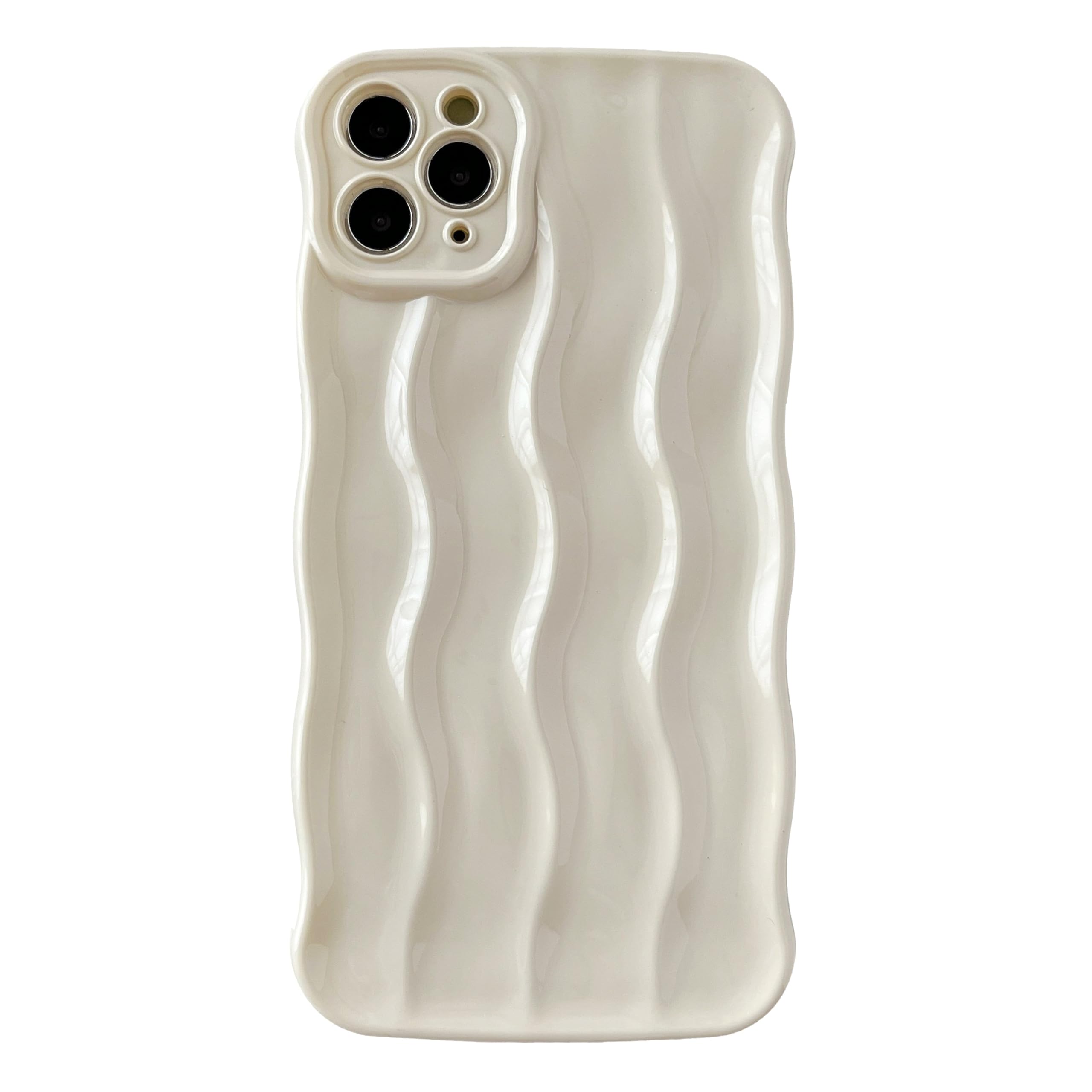 Photo 1 of Caseative for iPhone 11 Pro Max Case,Water Ripple Pattern Curly Wave Frame Soft Phone Case (White)