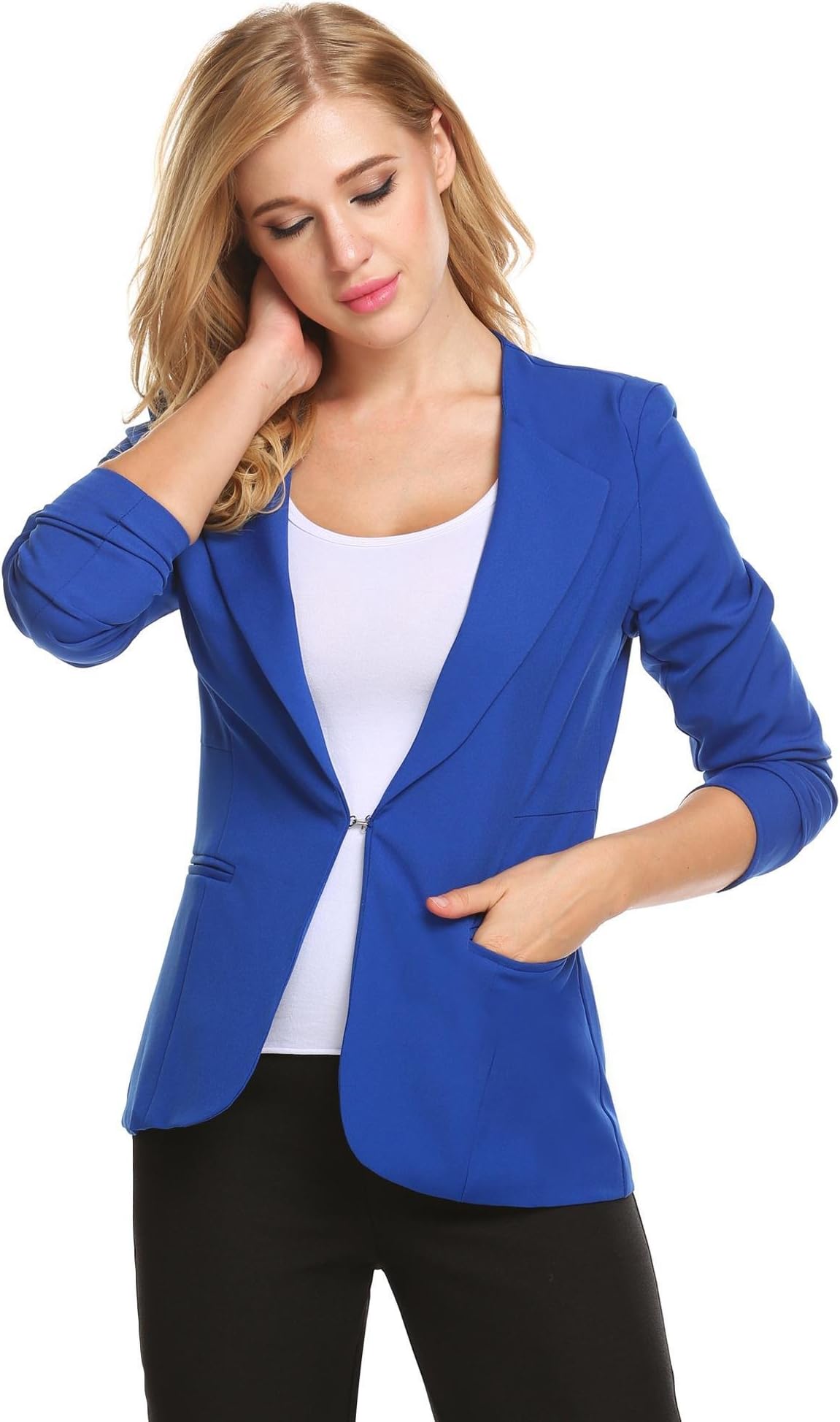 GEESENSS Womens Casual Work Office Cardigan Blazer Jacket