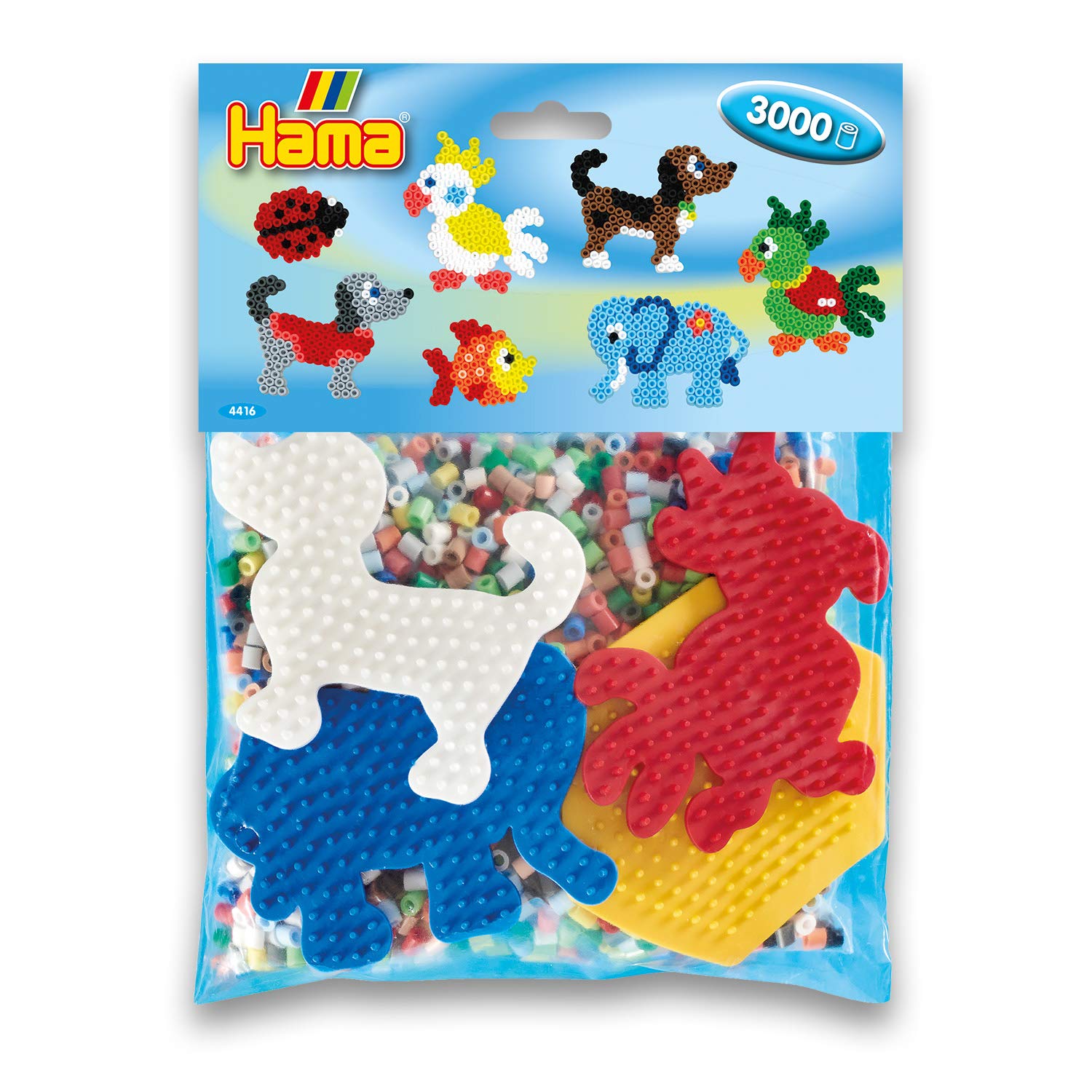 Hama Perlen 4416 Set for Playgroups with Approx. 3,000 Colourful Midi Ironing Beads with Diameter 5 mm, Motif Templates and 4 Pin Plates, Includes Ironing Paper, Creative Craft Fun for Young and Older