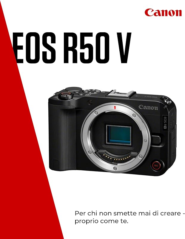 EOS R50 V - Fotocamere per Vlogging (Solo Corpo) | Compatibile con Obiettivi Canon RF | Attrezzatura per Content Creator, Vlog e Viaggi | Connettività Bluetooth
