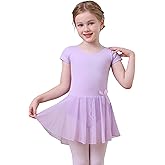 MdnMd Ballet Leotards with Skirt Toddler Girls Dance Ballerina Outfit Dresses Short Sleeve