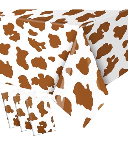Cow Print Table Cloths 3-Pack - 54 X 72 Inch Farm Animal Theme Party Covers For Birthday, Picnic - View #2