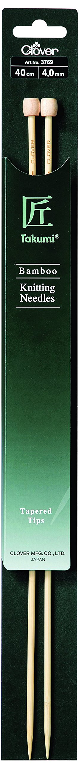 clover CL3769 Takumi Bamboo: Knitting Pins: Single Ended: 40cm x 4.00mm, Wood