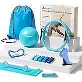 ElaraFit Home Pilates Ring and Ball Set for Women with 5 Resistance Bands 13 inch Magic Circle Workout Starter Kit for Beginners Full Body Toning 15 Min Daily Routine