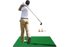 RELILAC Golf Hitting Mats with 3 Rubber Tees - Artificial Turf Mat for Indoor & Outdoor Practice - Choose Your Size